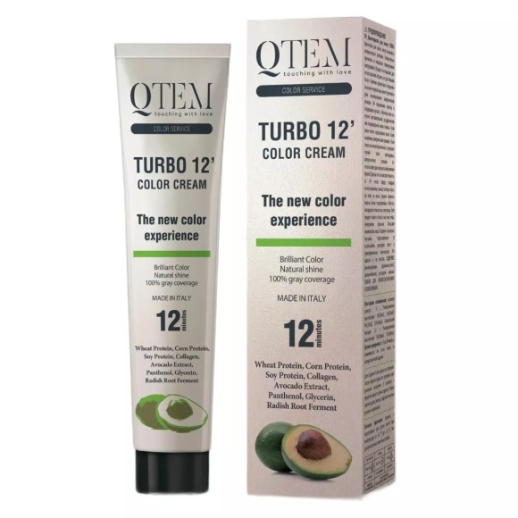 Перманентный краситель Qtem Turbo 12 Color Cream с восстанавливающими активами 12 Бежевый, 100 мл