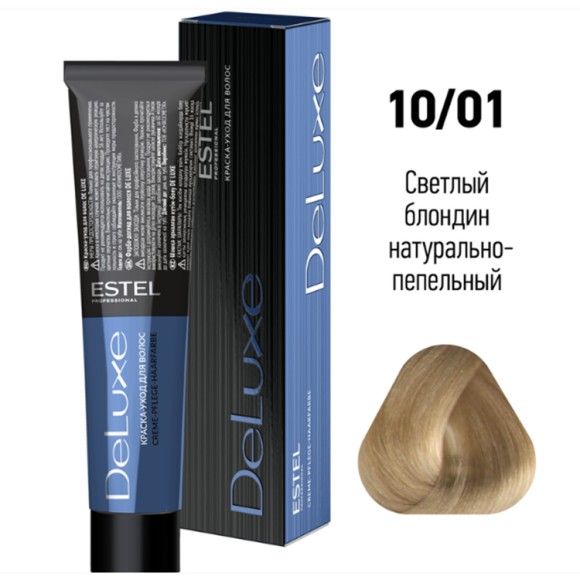 Краска для волос Estel DeLuxe 10/01 Светлый блондин натурально-пепельный, 60 мл
