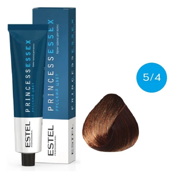 Краска для волос Estel DeLuxe 5/4 Светлый шатен медный, 60 мл Краска для волос Estel DeLuxe 5/4 Светлый шатен медный, 60 мл