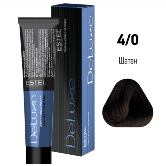 Краска для волос Estel DeLuxe 4/0 Шатен, 60 мл Краска для волос Estel DeLuxe 4/0 Шатен, 60 мл