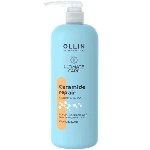 Восстанавливающий шампунь для волос с церамидами Ultimate Care Ollin Professional, 1000 м