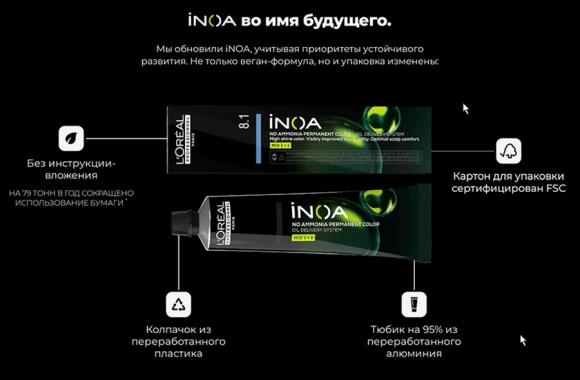 Краска для волос без аммиака Loreal Professionnel INOA 3, 60 мл Краска для волос без аммиака Loreal Professionnel INOA 3, 60 мл