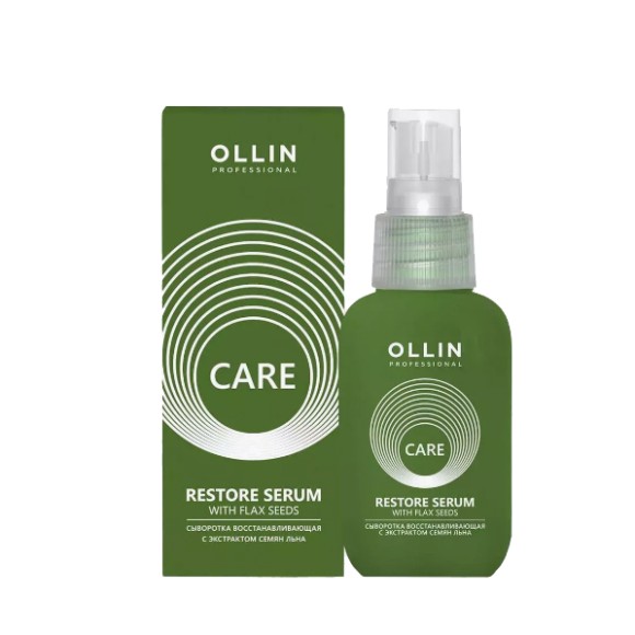 Восстанавливающая сыворотка с экстрактом семян льна Care Restore Serum with Flax Seeds Ollin Professional, 50 мл