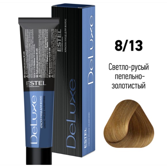 Краска для волос Estel DeLuxe 8/13 Светло-русый пепельно-золотистый, 60 мл Краска для волос Estel DeLuxe 8/13 Светло-русый пепельно-золотистый, 60 мл