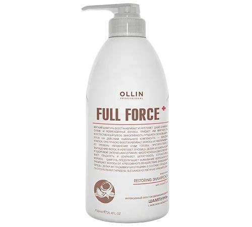Интенсивный восстанавливающий шампунь с маслом кокоса Full Force Ollin Professional, 750 мл