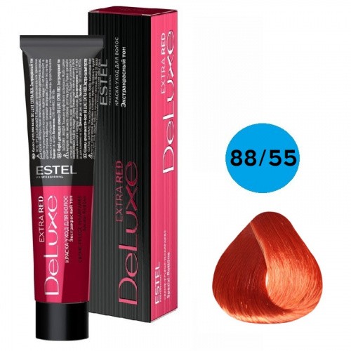 Краска для волос Estel DeLuxe ExtraRed 88/55 Светло-русый красный интенсивный, 60 мл Краска для волос Estel DeLuxe ExtraRed 88/55 Светло-русый красный интенсивный, 60 мл