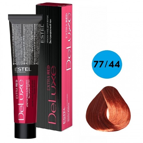Краска для волос Estel DeLuxe ExtraRed 77/44 Русый медно интенсивный, 60 мл Краска для волос Estel DeLuxe ExtraRed 77/44 Русый медно интенсивный, 60 мл
